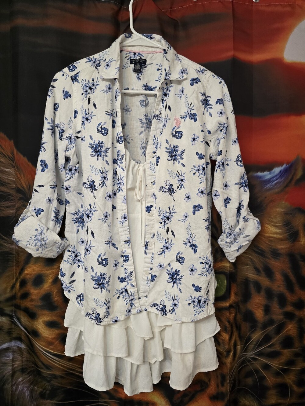 U.S. Polo Assn. Women's Medium Button Up Floral Long Sleeve Shirt Pink Pony